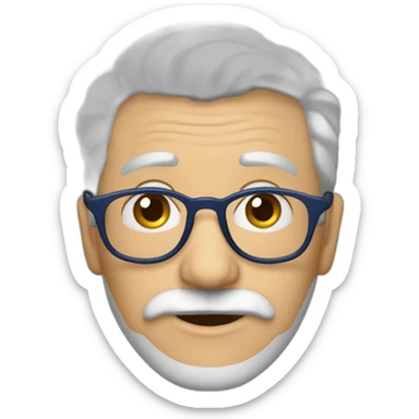 Abuelo lentes azules pelo corto, cejas negras y barba pequeña a sticker