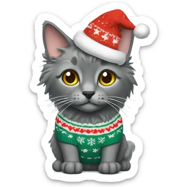 nebelung cat in christmas sweater sticker