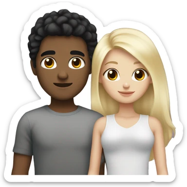 Cuddle lovers white skin boy with black hair and girl with blonde hair  sticker