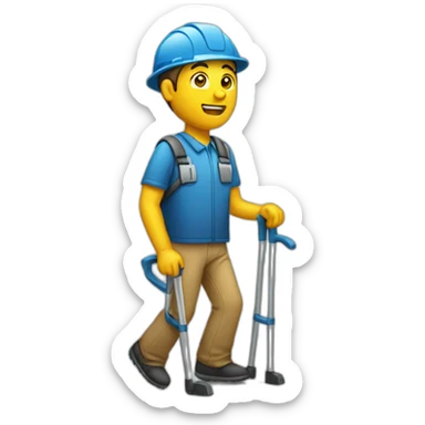 A worker on crutches sticker