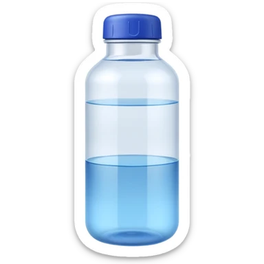 apple emoji style simple clear water bottle filled with still water blue or transparent cap no bubbles no label 3D clean soft lighting no anthropomorphic features no accessories transparent background emoji scale sticker