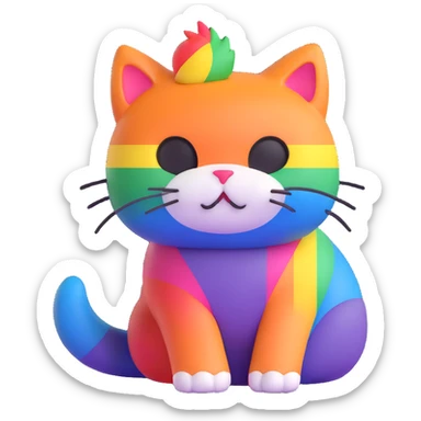 cat with pride flag colors sticker