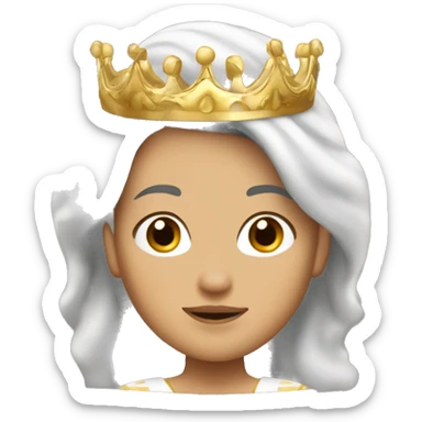 Princesa blanca con cabello castaño y una corona dorada sticker