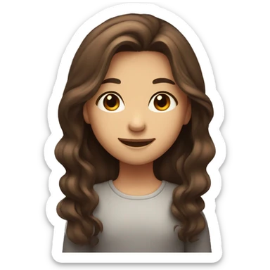 smiling girl with long brown hair and dark eyes with cute round ish  face  sticker