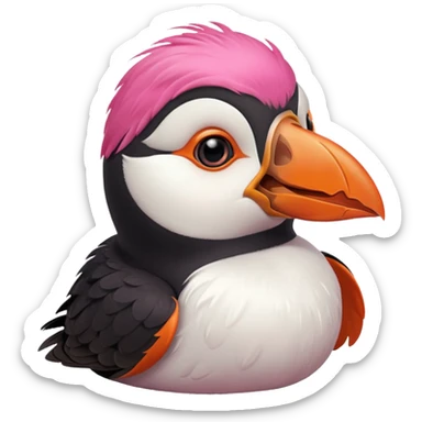 pink puffin angry blow steam nose beak sticker
