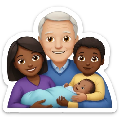 Old white man younger black women and baby sticker