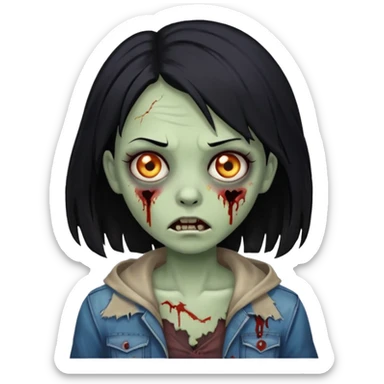 Zombie girl with black hair sticker