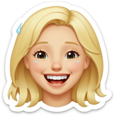 blonde girl laughing tears sticker