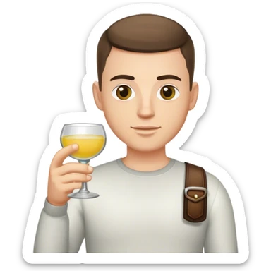 white guy, brunette crew cut hair, holding tequila sticker