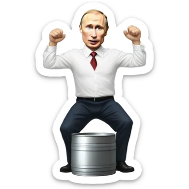 Vladimir Putin doing a keg stand sticker