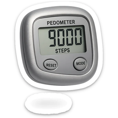 orologio contapassi che segna 9.000 passi sul display, fluttua in aria, iperrealistica 4k, isolato su sfondo bianco sticker