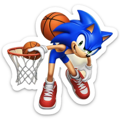 Sonic qui joue au basketball sticker