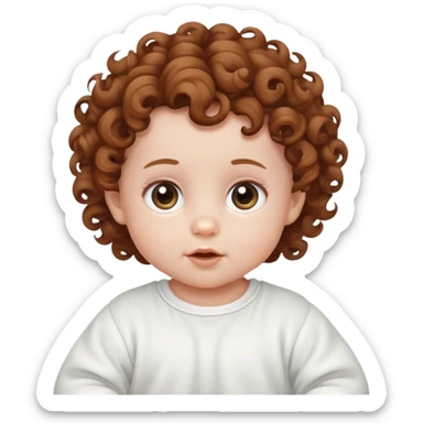 Wite Baby with curly brown hair  sticker