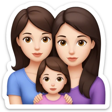 Brunette mom and 2 daughters  sticker