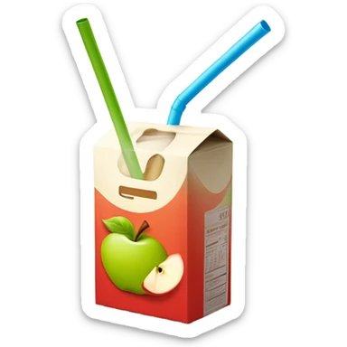 apple juice carton with a straw sticker