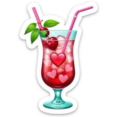 galentines red and pink cocktail with heart cherry sticker