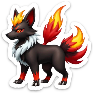 Shiny Gothic Exotic Punk’ish Cool Colorful Epic Futuristic Houndoom-Arcanine-Zorua-Torracat-Pokémon-Fakémon-hybrid-creature sticker