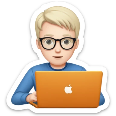nerdy guy at a laptop sticker