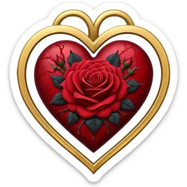 gothic heart with a bleeding rose sticker