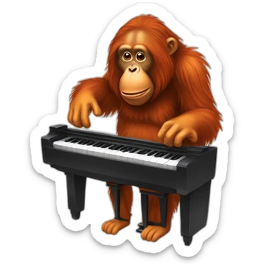 orang outan joue du piano sticker