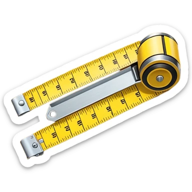 Yellow tape measure unrolled on table sticker