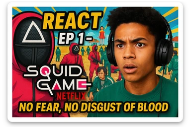 Ep 1 react a squid game de netflix defi ne pas avoir peur et pas être dégouté du sang  sticker