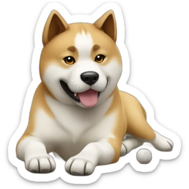 Akita inu playing football sticker