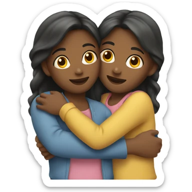 Two girls hugging  sticker