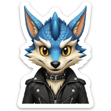 Cool gothic cute badass Scaley Vernid-Dutch-Angel-Dragon-Sergal-Trico-Fursuit-furry-fursona sticker