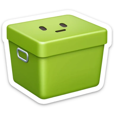 apple style emoji of a short box, light green color, no stickers, no handle sticker