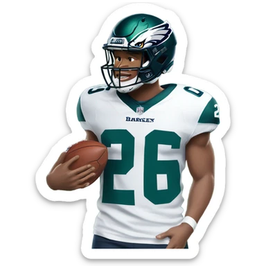 Saquon Barkley in Green Eagles jersey with number 26 green eagles helmet  sticker