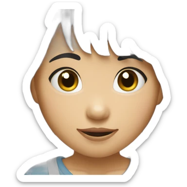 Filipino child girl with short hair fringe slim lost on front tooth sticker