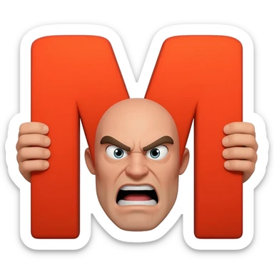 Mega mind head with 2 hands making m's sticker