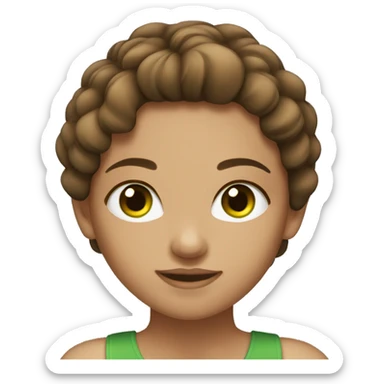 Tan girl with brown hair and green eyes sticker