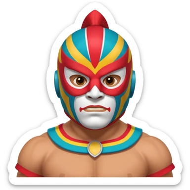 Mexican wrestler portrait, head and shoulders only, colorful luchador mask, muscular collar, confident expression, 3D cartoon, mobile game icon style, clean background, no text, no watermark
 sticker