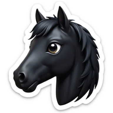 Cinematic Comical Black Horse Portrait Emoji, Head tilted dramatically with an exaggeratedly amused expression, featuring a striking jet-black fur with a glossy finish and wide, expressive dark eyes filled with playful disbelief, Simplified yet hilariously expressive features, highly detailed, glowing with a slightly sassy glow, high shine, dramatic yet playful, stylized with an air of cheeky mischief, bright and endearing, soft glowing outline, capturing the essence of a spirited and over-the-top horse, so meme-worthy it feels like it could side-eye its way into internet fame instantly! sticker