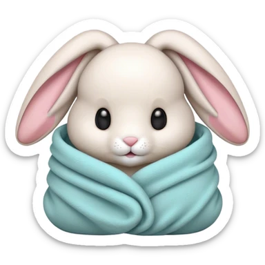 Floppy-eared bunny cozy in blanket  sticker