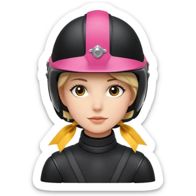 Rider helmet black matte at the back theres ribbon attached for female rider sticker