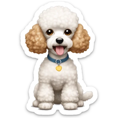 white and tan toy poodle  sticker