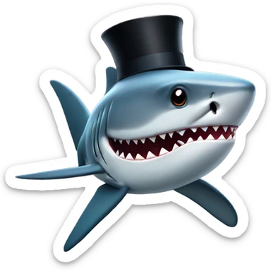 Shark with a top hat sticker