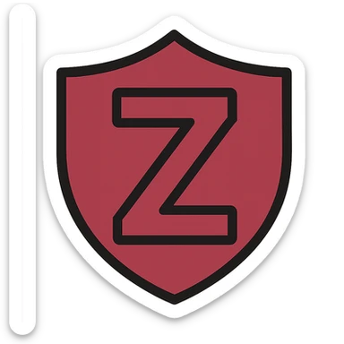 Change the shield and Z to burgundy, keeping the color outline icon style, for a moderator role. sticker