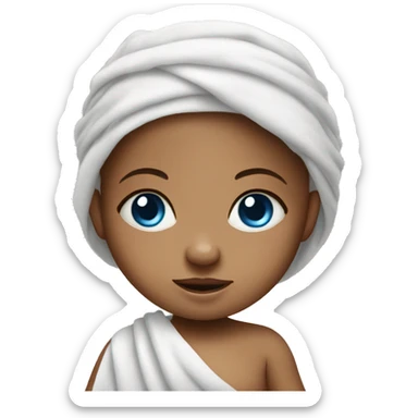 little baby girl with blue eyes in towel sticker