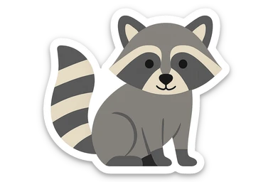 Flat design style raccoon sticker