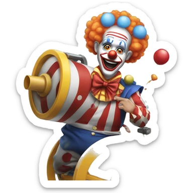 Clown busting out of a circus canon  sticker