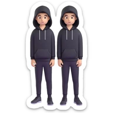 niño con jersei negro, pantalón negro y capucha sticker