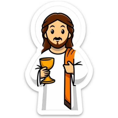 Jesus holding the Eucharist and chalice, celebrating mass sticker