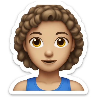 Brown hair blue eyed girl wearing gym clothes sticker