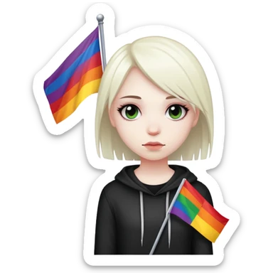 emo girl with lesbian flag sticker