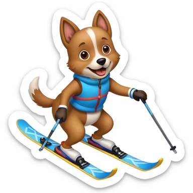 Dog on ski sticker