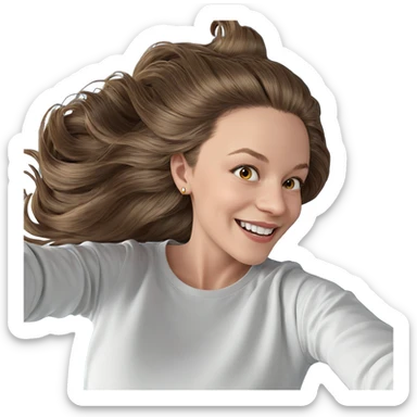 smiling girl with long hair sticker